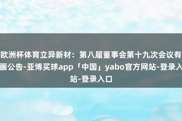 欧洲杯体育立异新材：第八届董事会第十九次会议有策画公告-亚博买球app「中国」yabo官方网站-登录入口