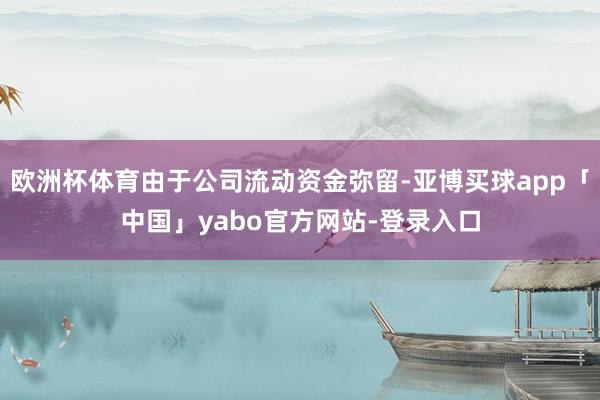 欧洲杯体育由于公司流动资金弥留-亚博买球app「中国」yabo官方网站-登录入口