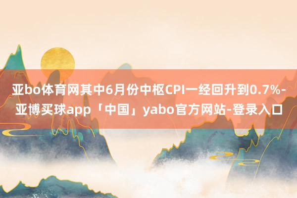 亚bo体育网其中6月份中枢CPI一经回升到0.7%-亚博买球app「中国」yabo官方网站-登录入口